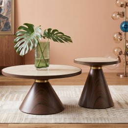 Salontafel Cono Travertino Ø70cm walnoot Kare Design