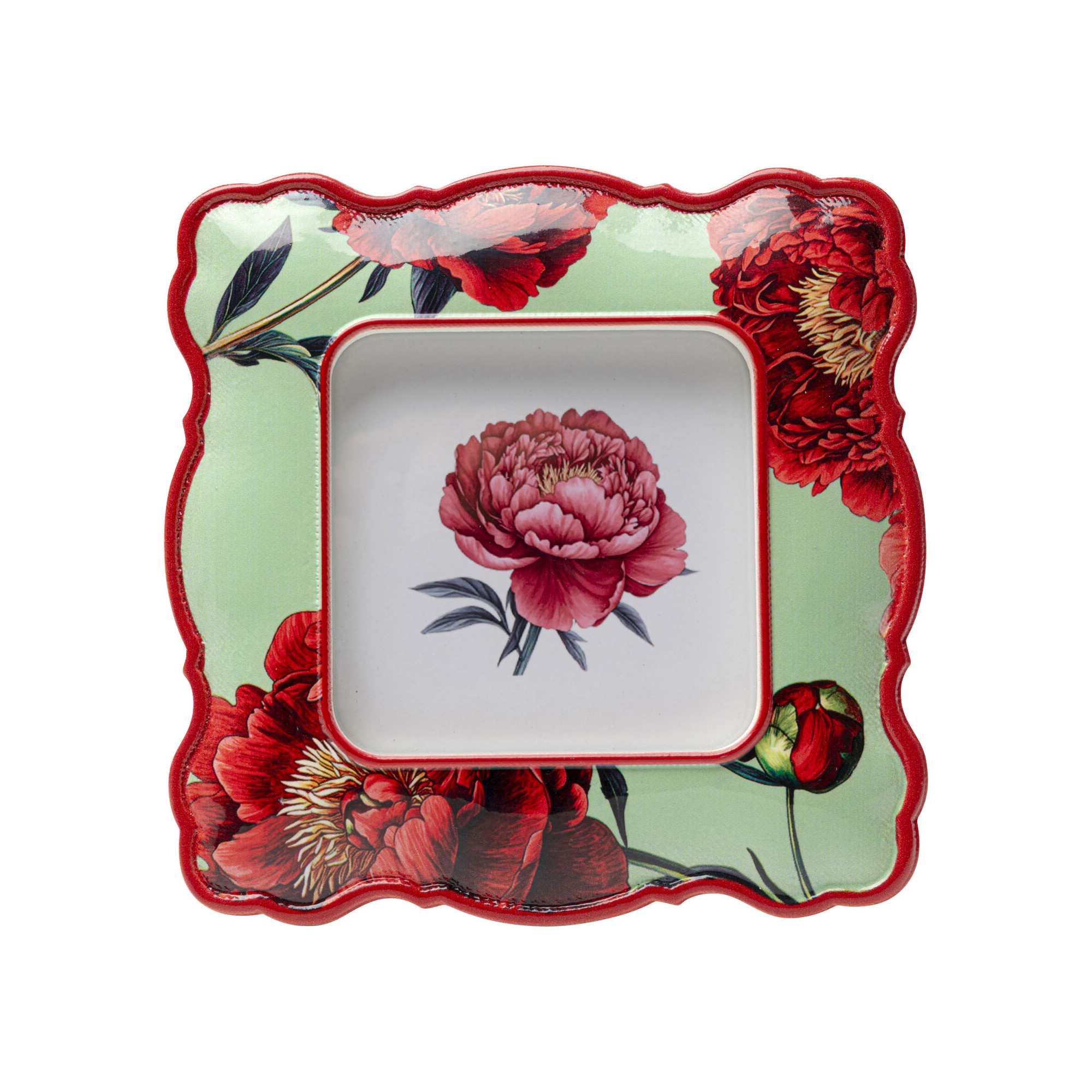 Cadre photo Peonies vert 10x10cm