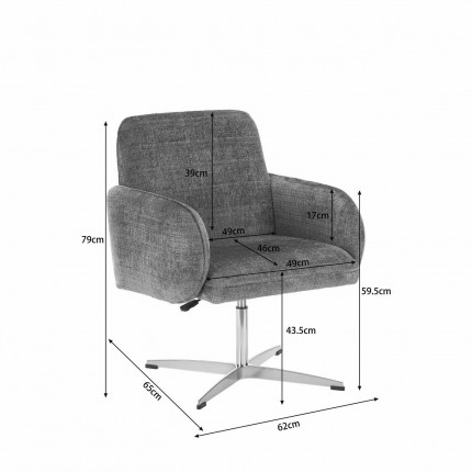 Draaistoel met armleuningen Tabea beige Kare Design