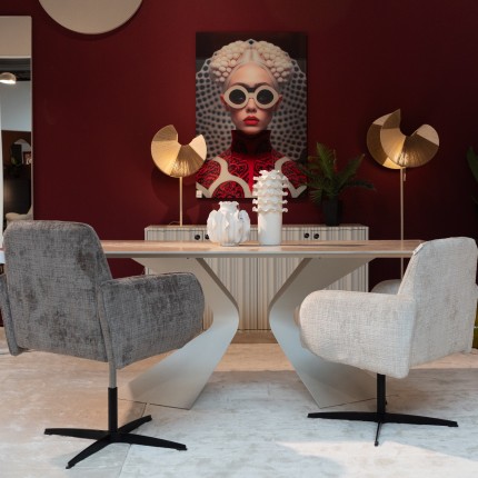 Swivel Chair with armrests Tabea beige Kare Design