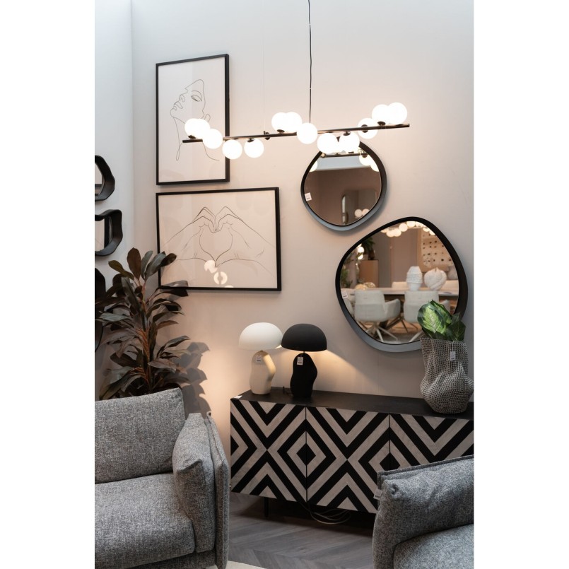 Suspension lamp in white glass and black steel - Scala Balls - Kare Design