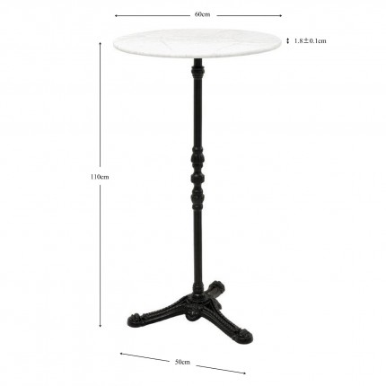 Bartafel Bistrot Ø60cm wit marmer Kare Design