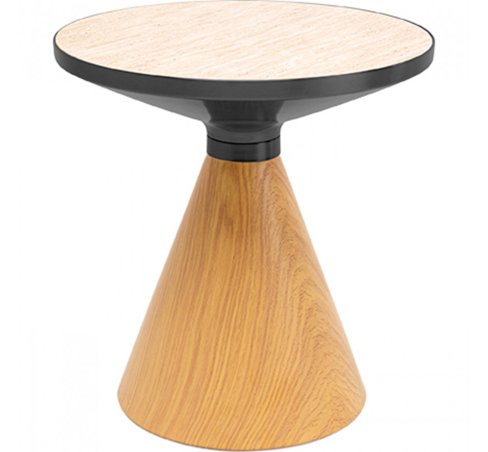 Bijzettafel Cono Travertino Ø50cm eik Kare Design