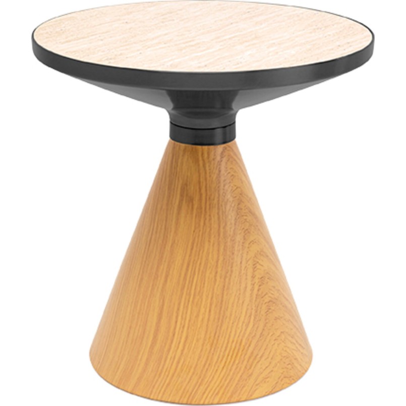 Bijzettafel Cono Travertino Ø50cm eik Kare Design
