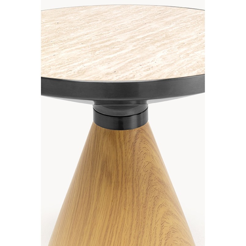Side Table Cono Travertino Ø50cm oak Kare Design
