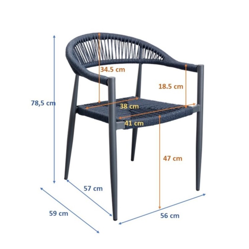 Tuinstoel met bruine armen - Palma - Kare Design