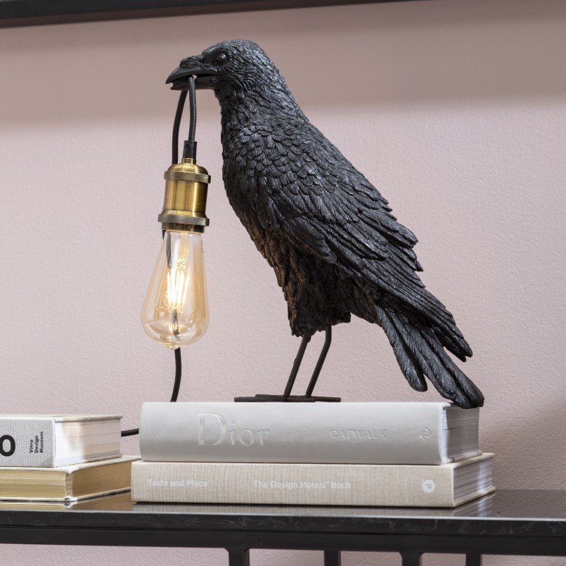 Zwarte vogel tafellamp - Raven - Kare Design
