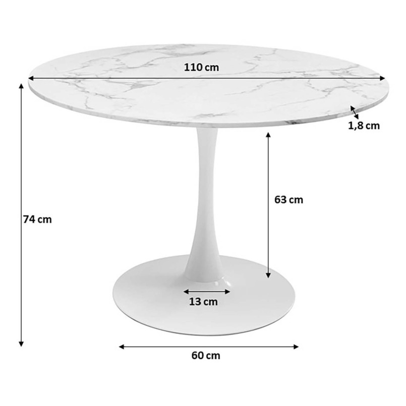 110 cm round black table in mineral marble - Veneto - Kare Design
