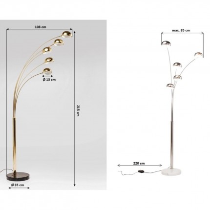 Vloerlamp Five Fingers 215cm Messing Kare Design