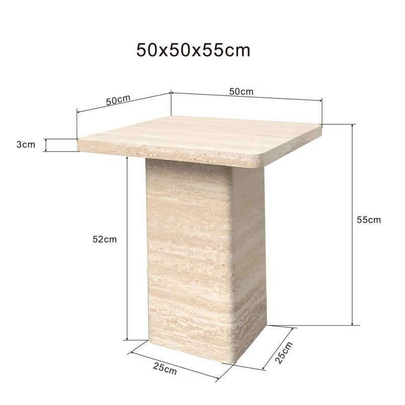 Bijzettafel Travertino 50x50cm Kare Design