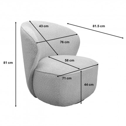 Draaifauteuil Ellie grijs Kare Design