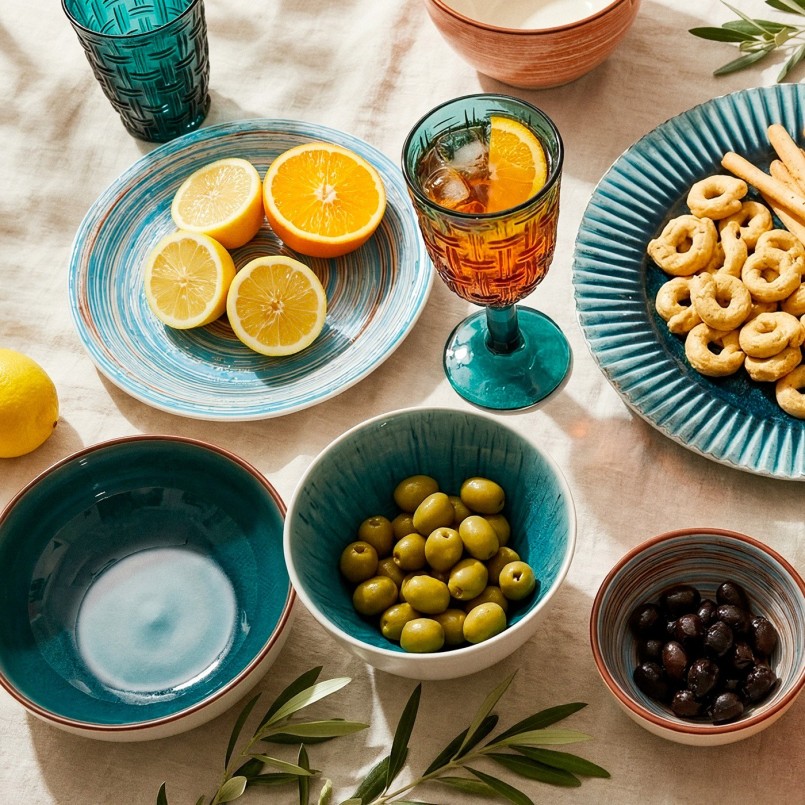 Keramisch bord blauw -Swirl- Kare Design