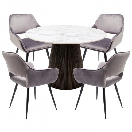Set tafel en 4 stoelen Francisco Glenn grijs Kare Design