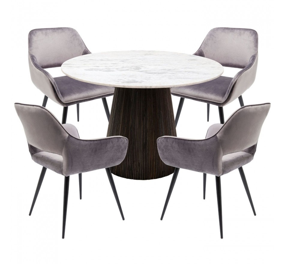 Set tafel en 4 stoelen Francisco Glenn grijs Kare Design