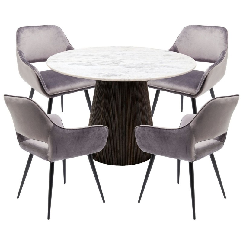 Set tafel en 4 stoelen Francisco Glenn grijs Kare Design