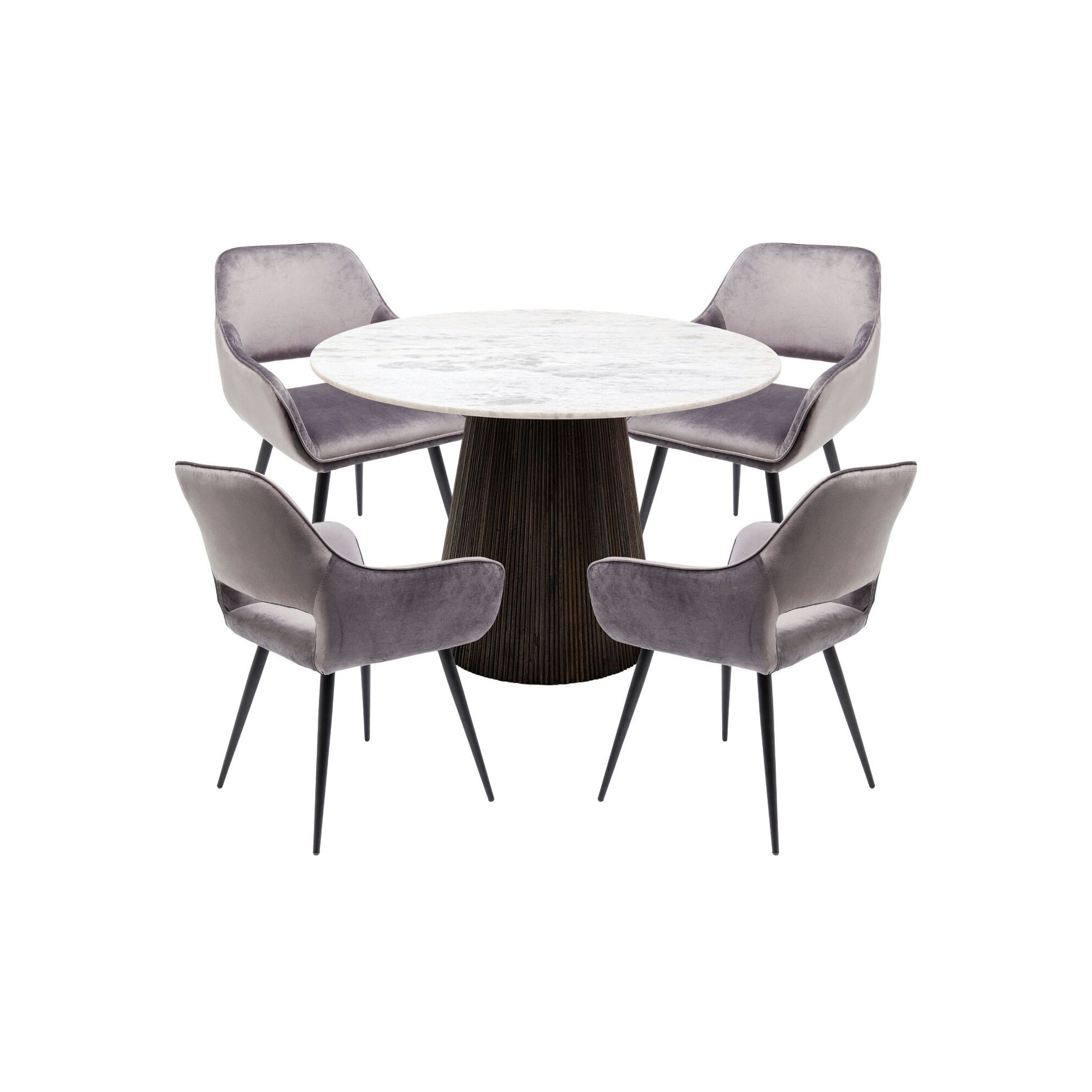 Set tafel en 4 stoelen Francisco Glenn grijs Kare Design