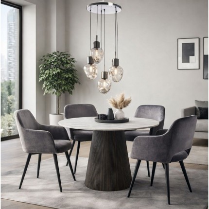 Set tafel en 4 stoelen Francisco Glenn grijs Kare Design