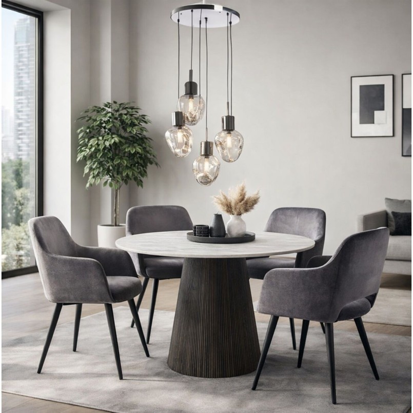 Set table and 4 chairs Francisco Glenn grey Kare Design