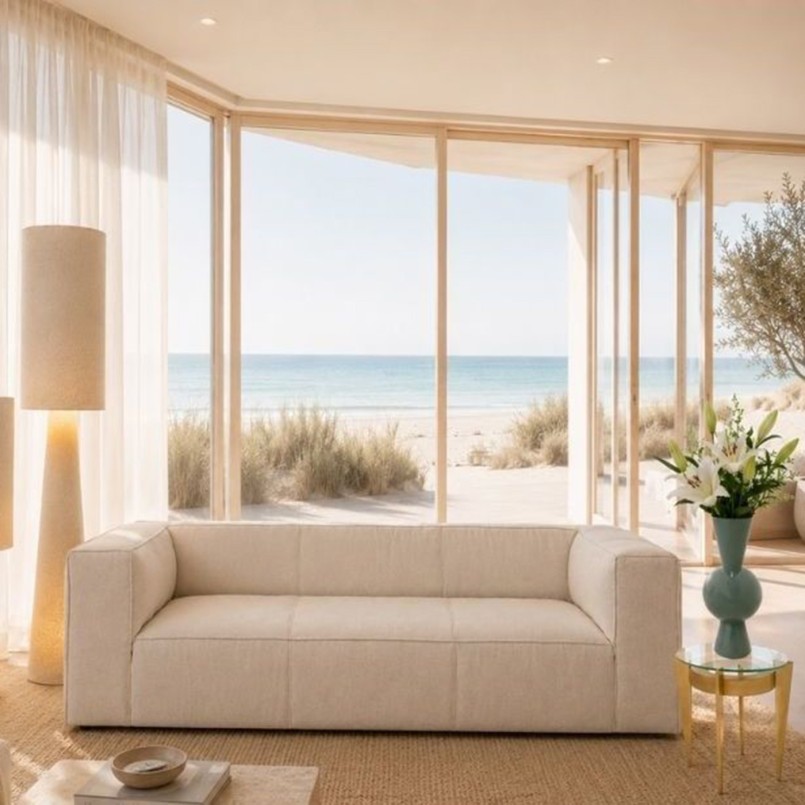 3-zits bank in creme stof - Cubetto - Kare Design