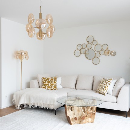 Kussen Catena Circle geel en wit Kare Design