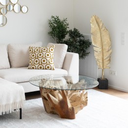 Yellow and white cotton cushion - Catena Circle - Kare Design
