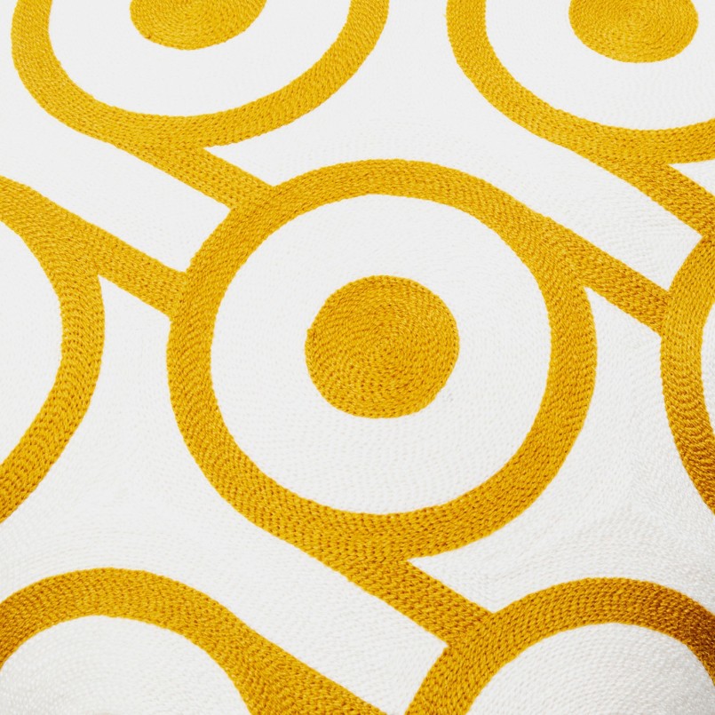 Yellow and white cotton cushion - Catena Circle - Kare Design