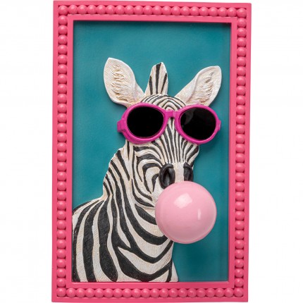 Schilderij 3D zebra kauwgom 20x31cm Kare Design
