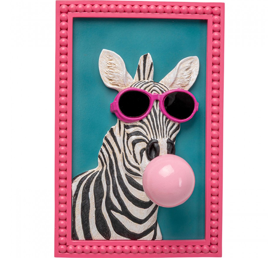 Schilderij 3D zebra kauwgom 20x31cm Kare Design
