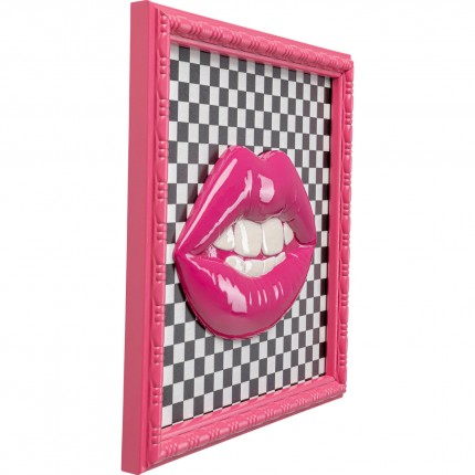 Schilderij roze lippen schaakbord 27x27cm Kare Design