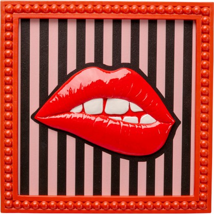 Framed Picture red lips lines 25x25cm Kare Design