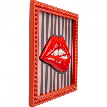 Framed Picture red lips lines 25x25cm Kare Design