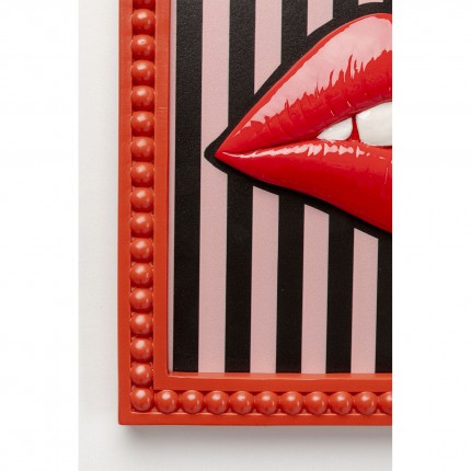 Schilderij rood lippen lijnen 25x25cm Kare Design