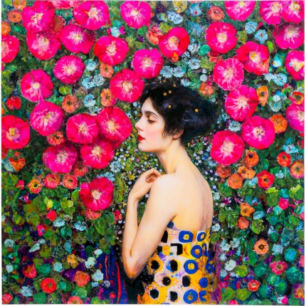 Glass Picture Art Nouveau flowers 120x120cm Kare Design