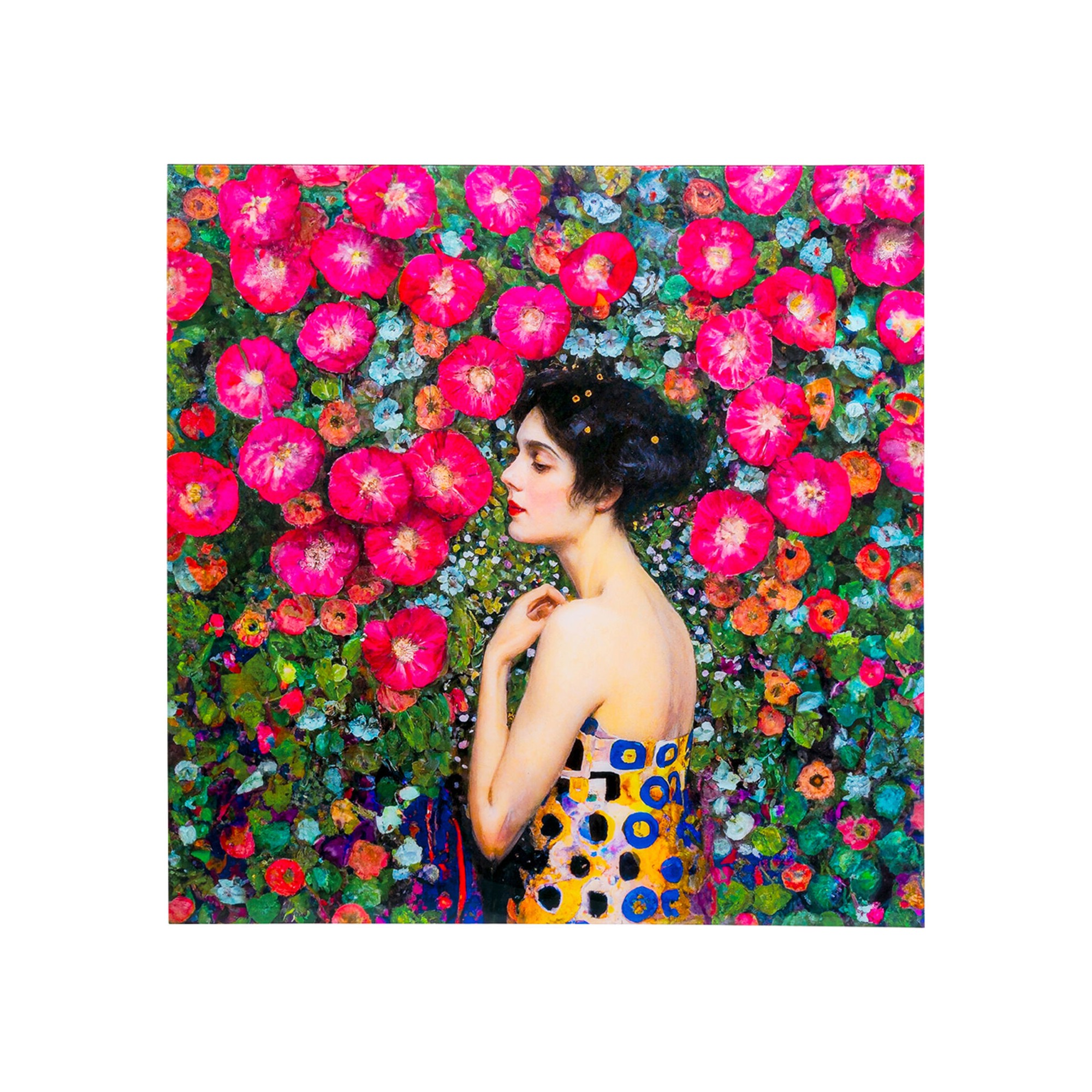 Glass Picture Art Nouveau flowers 120x120cm Kare Design