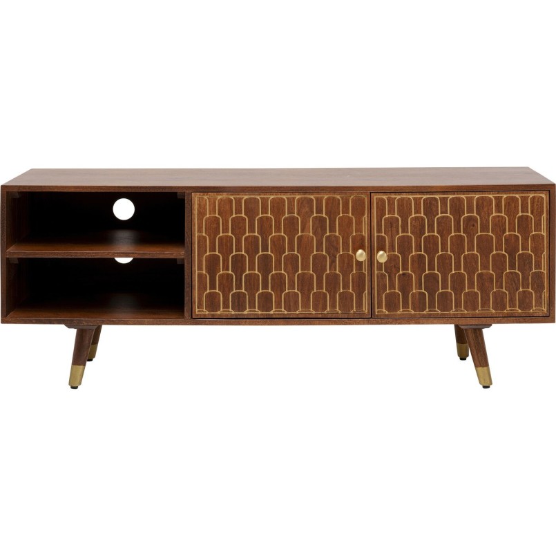 Retro TV cabinet in wood and brass - Muskat - Kare Design