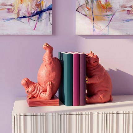 Bookend two pink hippopotamus (2/Set) Kare Design