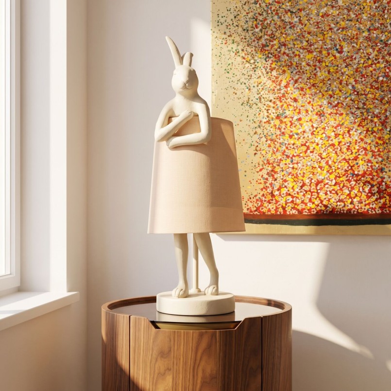 Beige en perzik konijnenlamp - Dier - Kare Design