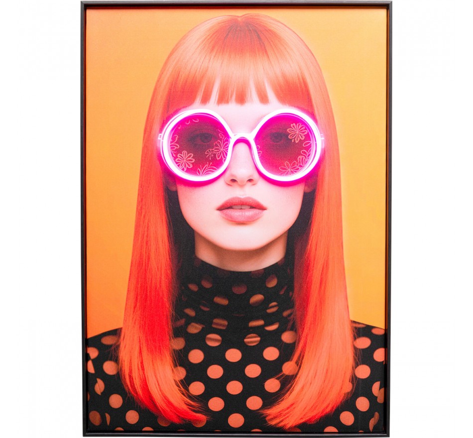 Framed Picture LED sunglasses flowers 50x70cm Kare Design