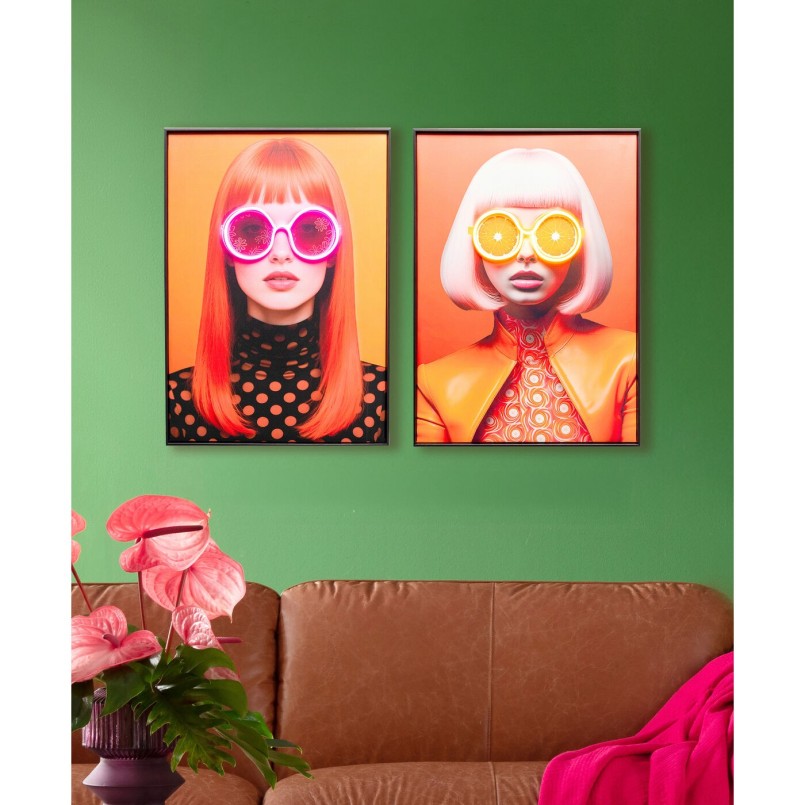 Framed Picture LED sunglasses oranges 50x70cm Kare Design