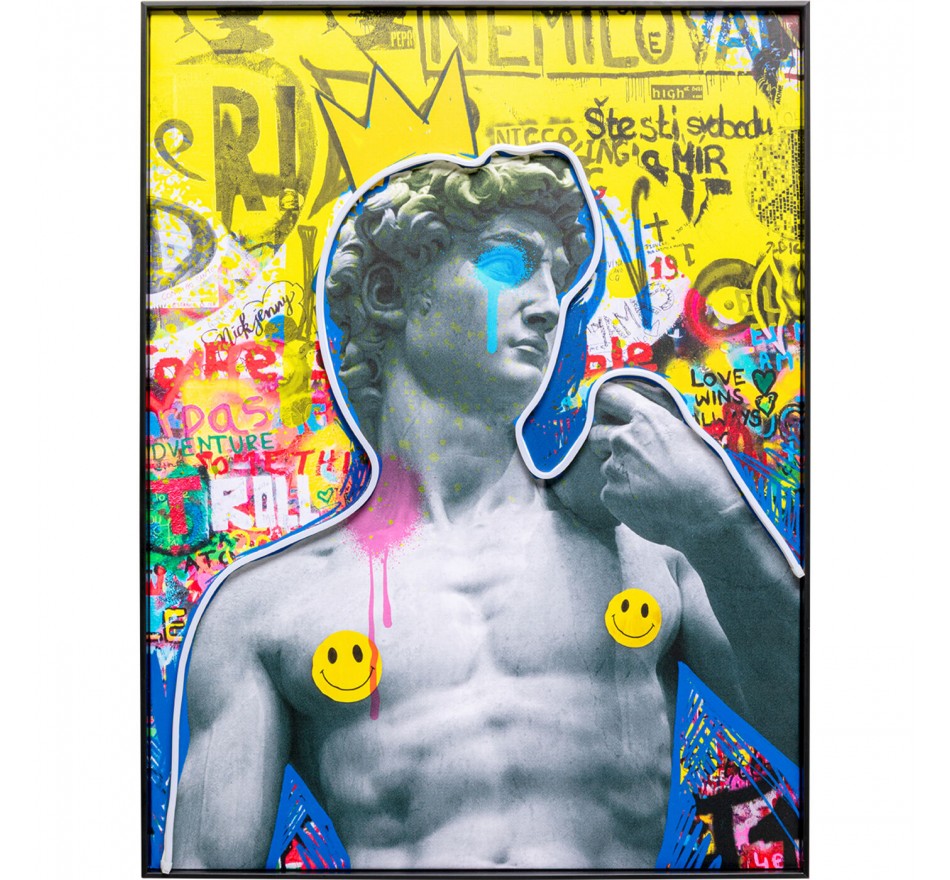 Framed Picture LED David graffiti 60x80cm Kare Design