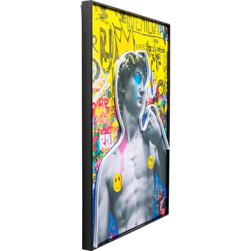 Framed Picture LED David graffiti 60x80cm Kare Design
