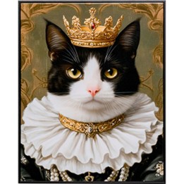 Schilderij prinses kat zwart 40x50cm Kare Design