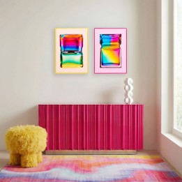 Framed Picture rainbow bottle 50x70cm pink Kare Design