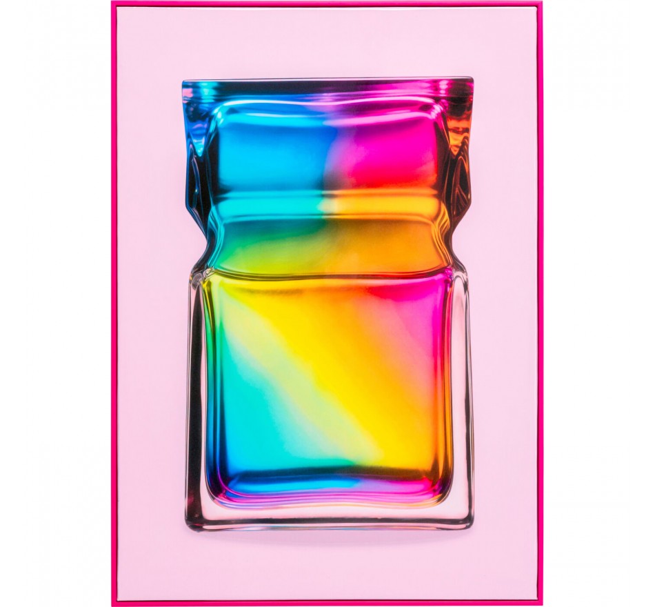 Schilderij regenboog fles 50x70cm roze Kare Design