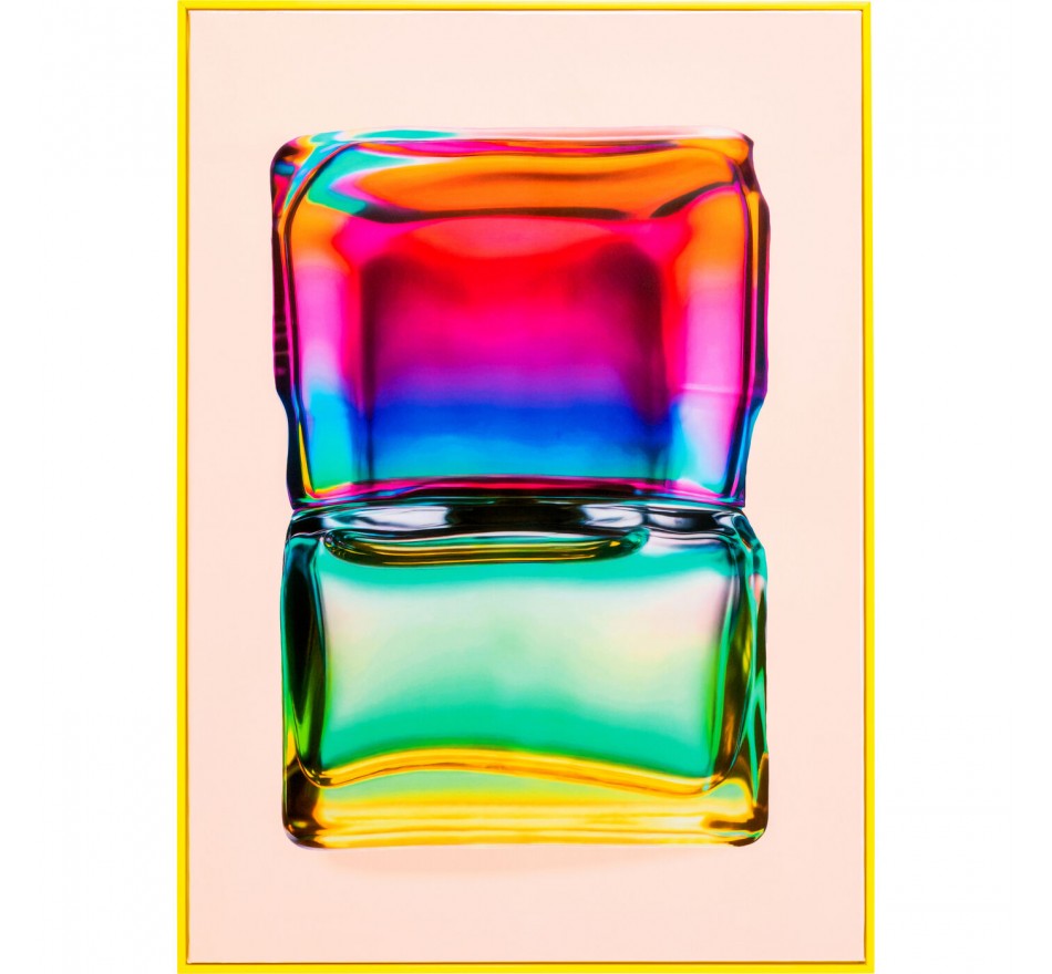 Framed Picture rainbow bottle 50x70cm yellow Kare Design