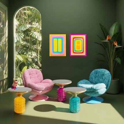 Schilderij Square Shapes 60x80cm roze Kare Design