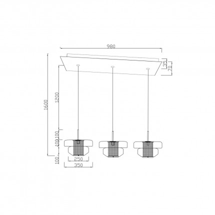 Hanglamp Arcadia 125cm amber Kare Design