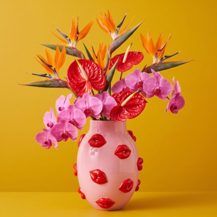 Vaas roze monden rood 31cm Kare Design