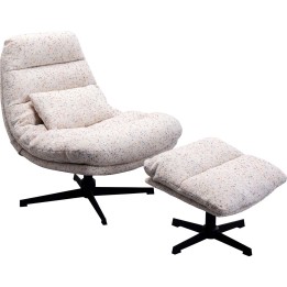 Witte draaifauteuil en voetensteun - Columbia - Kare Design
