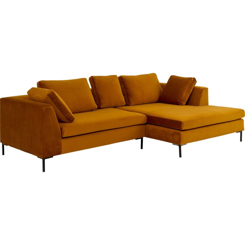 Canapé angle Gianni Velvet or 290cm droit